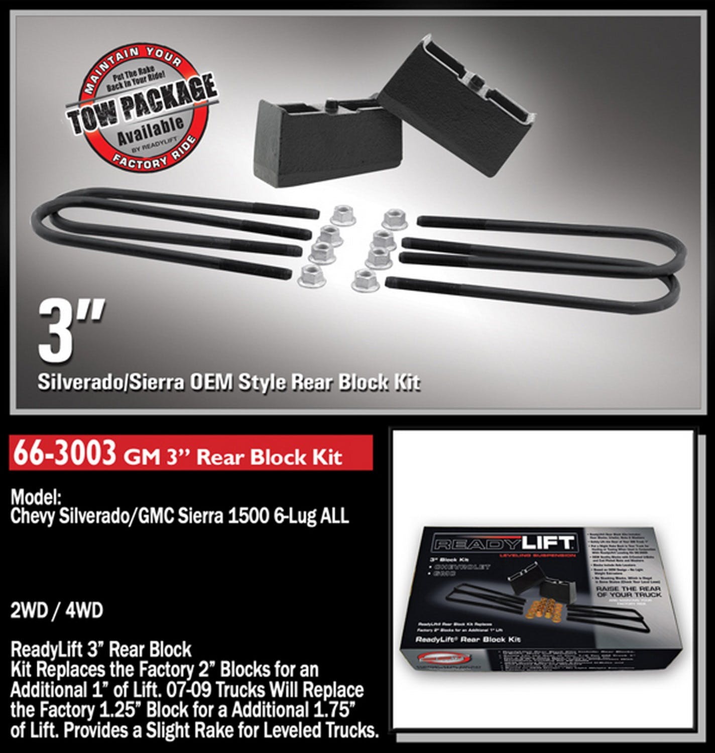 ReadyLIFT 66-3003 3" Rear Block Kit