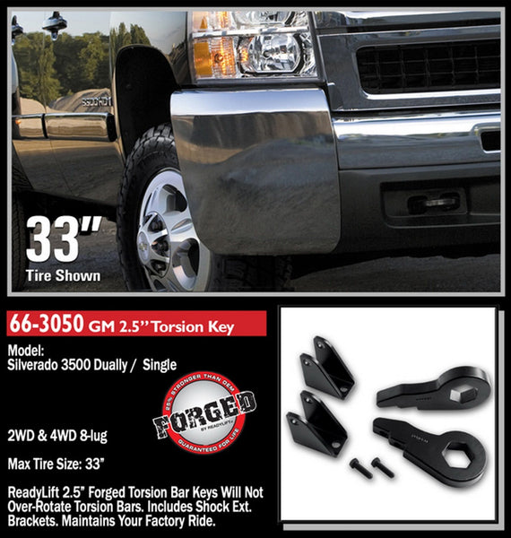 ReadyLIFT 66-3050 2.5" Front Suspension Leveling Kit (Forged Torsion Key)