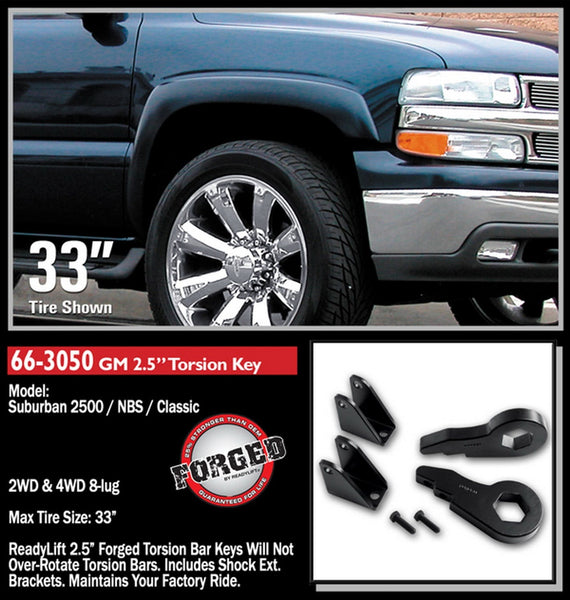 ReadyLIFT 66-3050 2.5" Front Suspension Leveling Kit (Forged Torsion Key)
