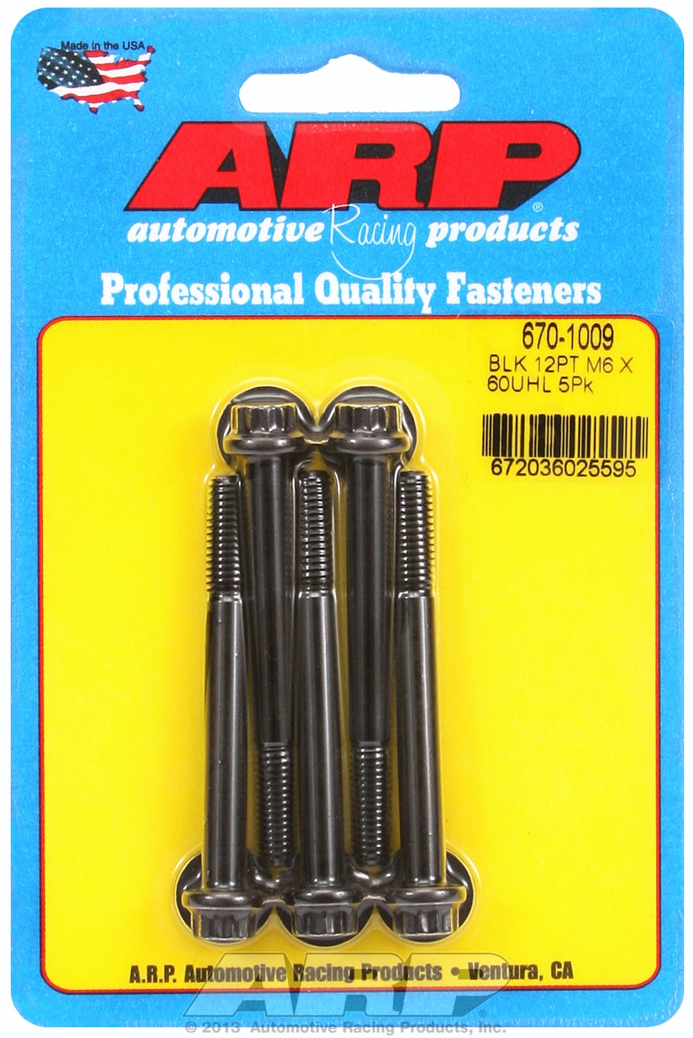 ARP 670-1009 M6 x 1.00 x 60  12pt black oxide bolts