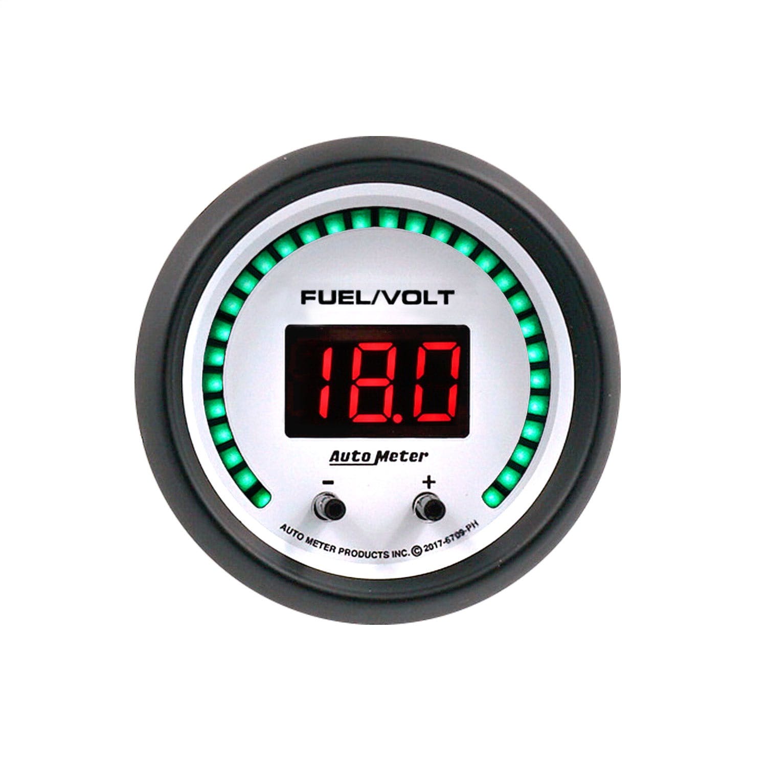 AutoMeter Products 6709-PH Gauge, Fuel/Volt, 2 1/16 Two Channel, Selectable, Phantom Elite Digital