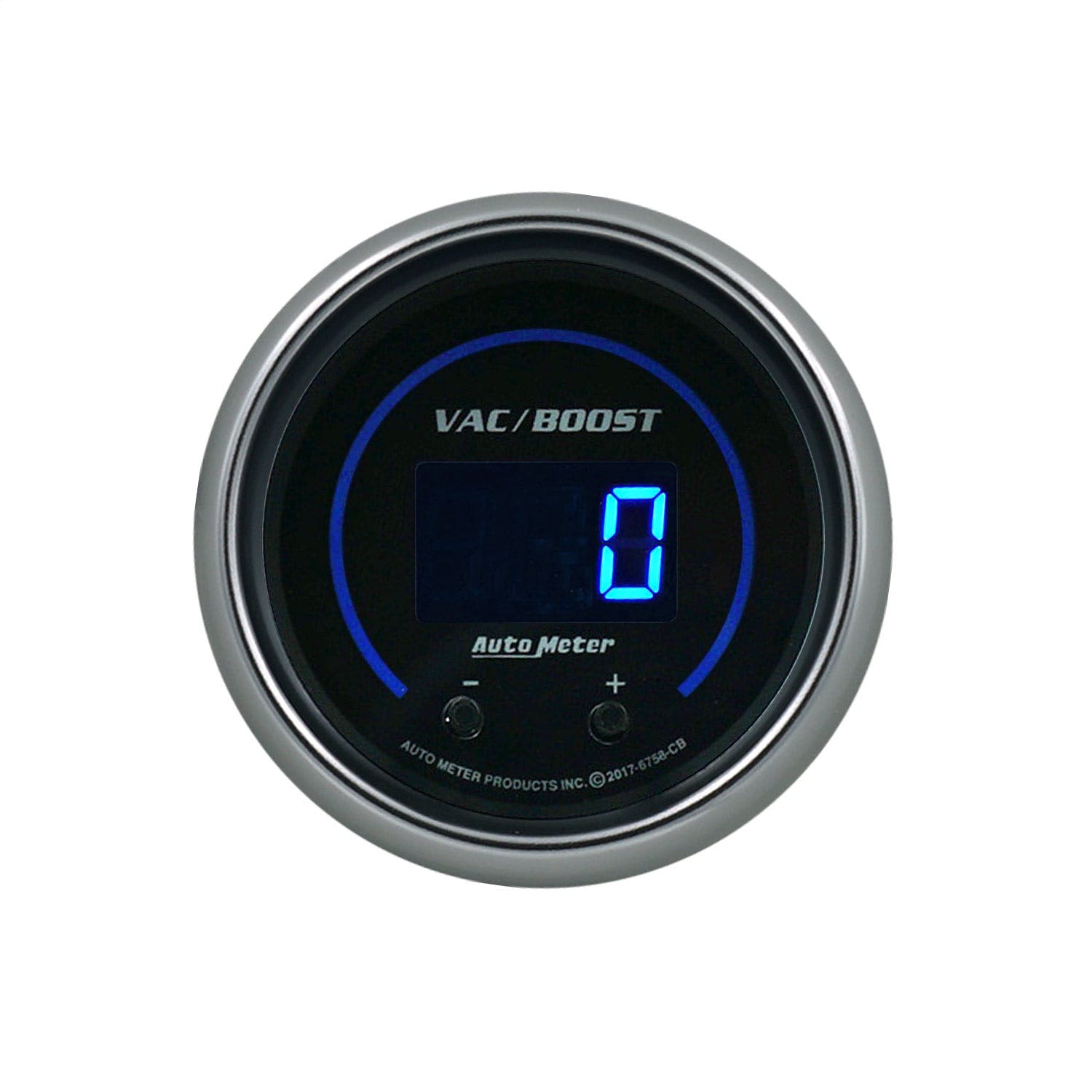 AutoMeter Products 6758-CB Gauge, Vac/Boost, 2 1/16, Two Channel, Selectable, Cobalt Elite Digital