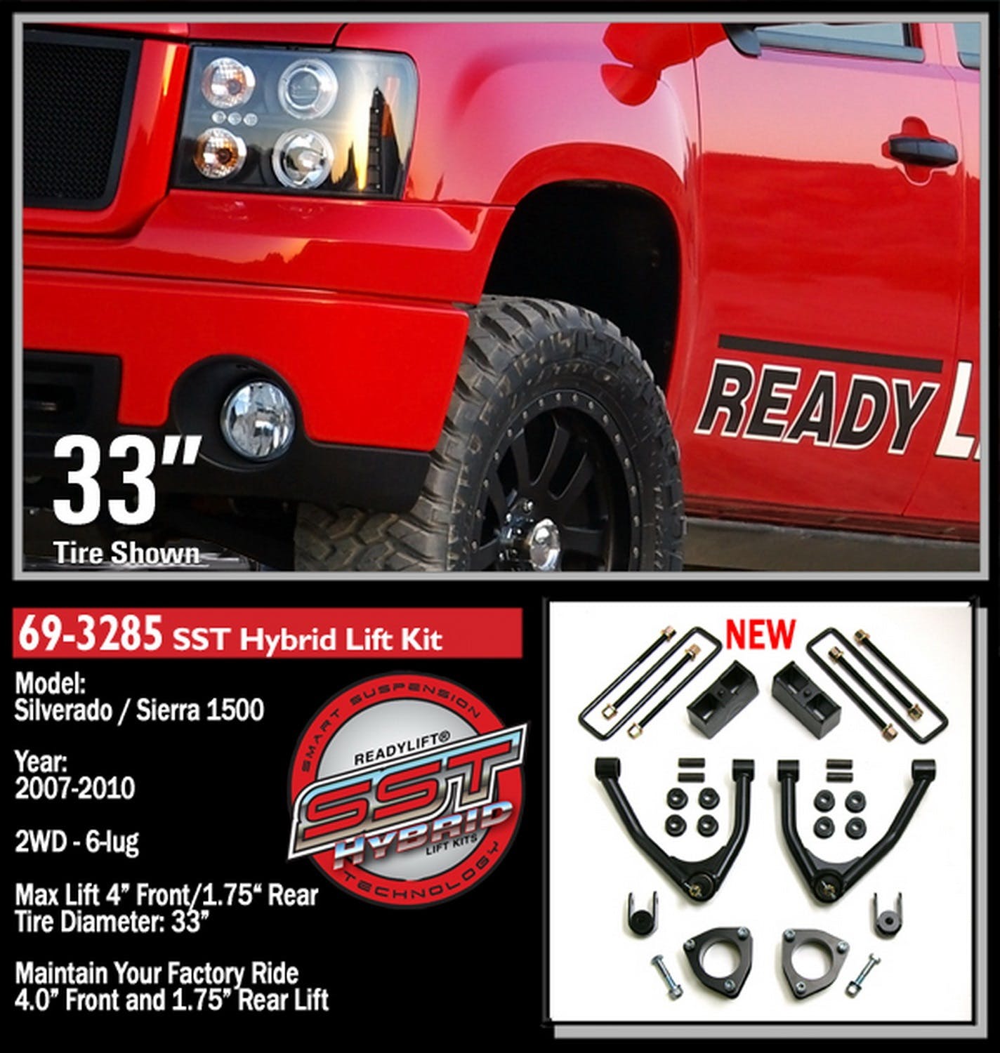 ReadyLIFT 69-3285 4" SST Lift Kit with Upper Control Arms