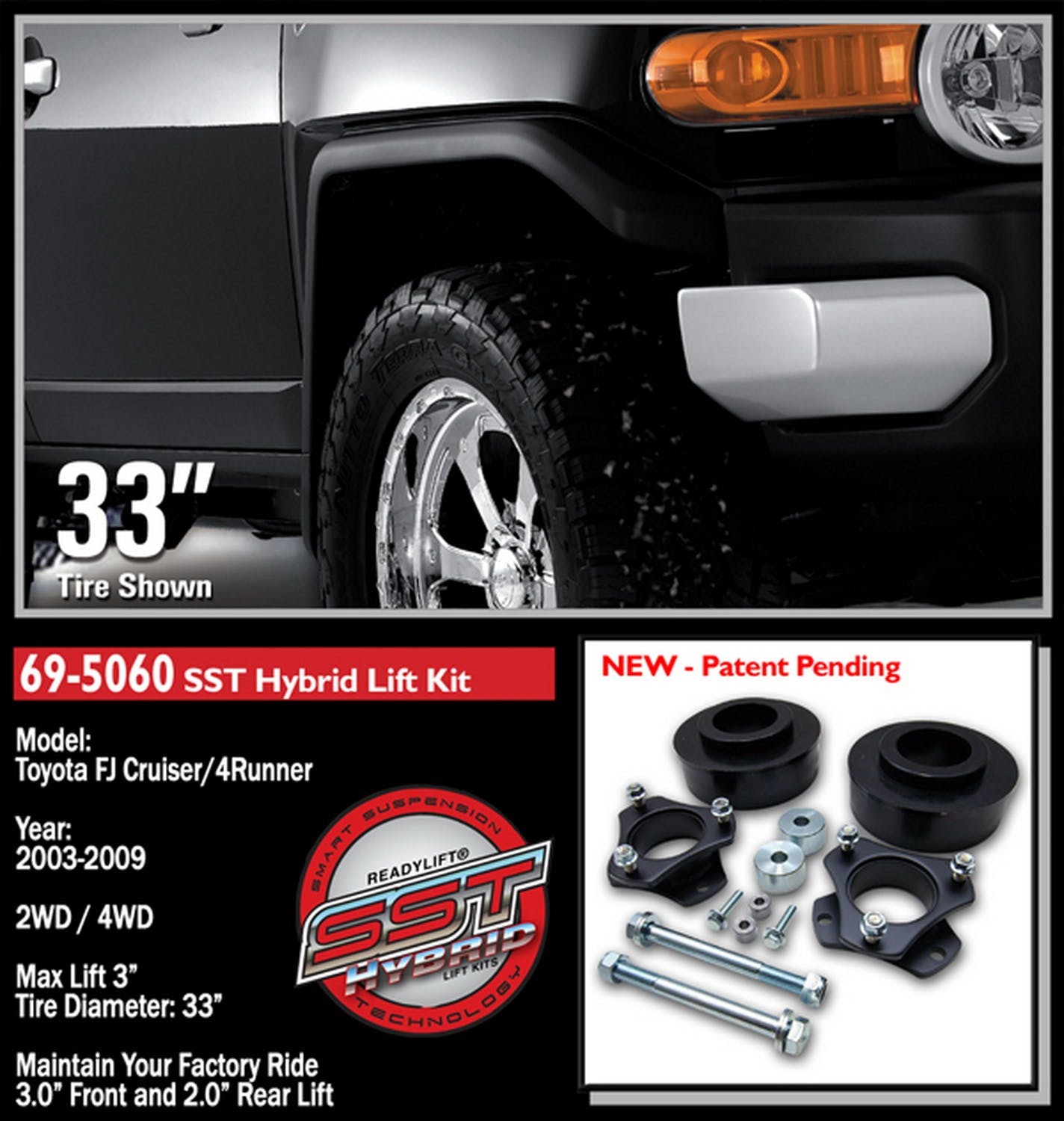 ReadyLIFT 69-5060 3" SST Lift Kit Front with 2" Rear Spacer without Shocks