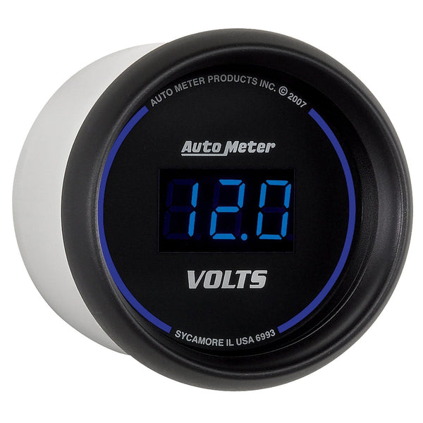 AutoMeter Products 6993 Gauge; Voltmeter; 2 1/16in.; 18V; Digital; Black Dial w/Blue LED