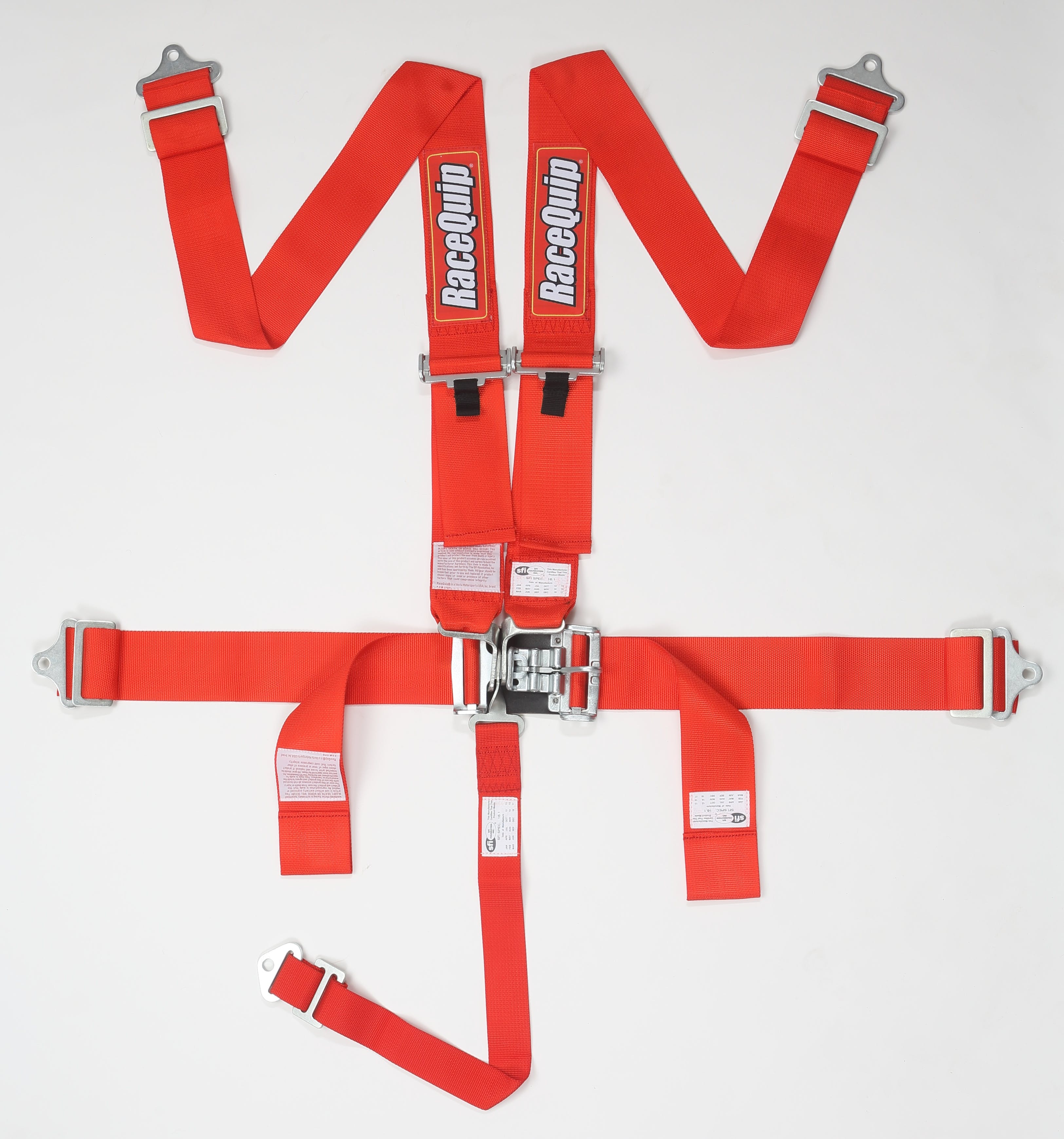 RaceQuip 711011 SFI 16.1 Latch and Link 5-Point Racing Harness Set (Red)