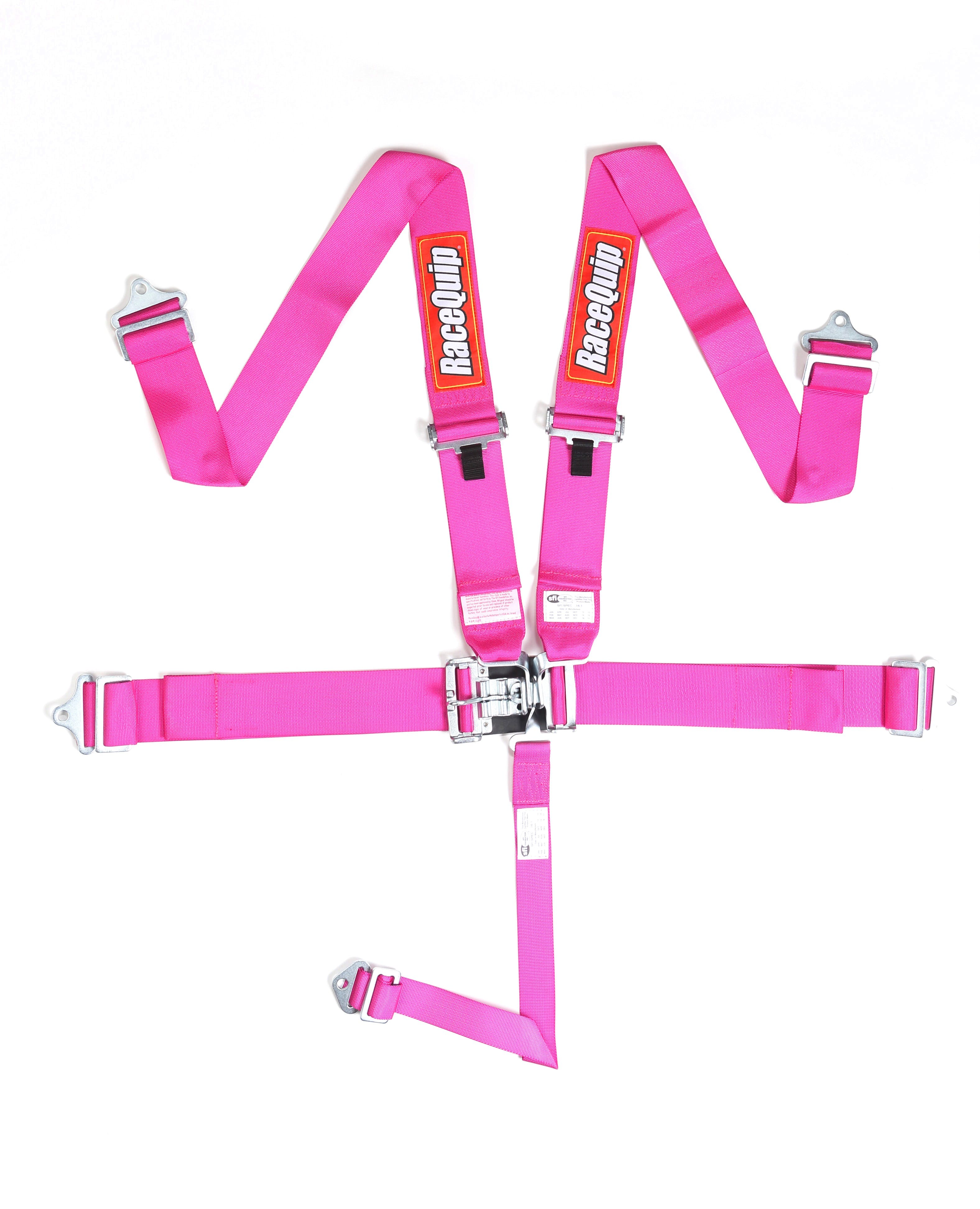 RaceQuip 711081 SFI 16.1 Latch and Link 5-Point Racing Harness Set (Pink)