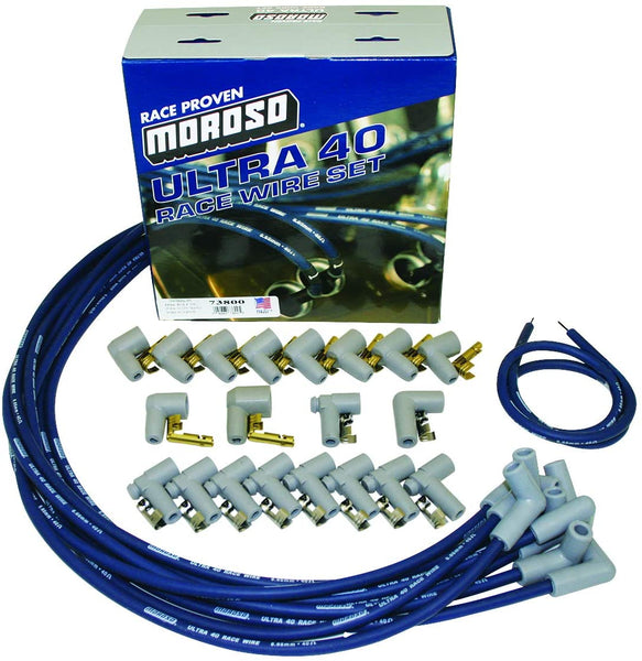 Moroso 73800 Ultra 40 Blue Universal Wire Set (Unsleeved, 90° Boots)