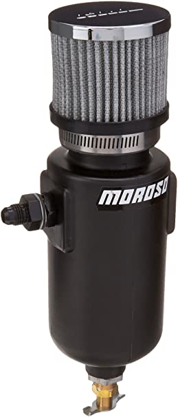 Moroso 85406 Black Polyethylene Breather Tank (-6AN Fitting, 1qt, 2 Filter)