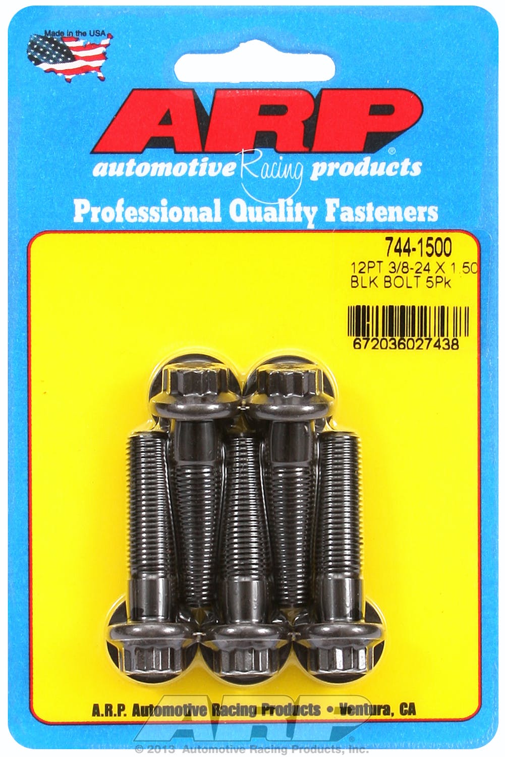 ARP 744-1500 3/8-24 x 1.500 12pt 7/16 wrenching black oxide bolts