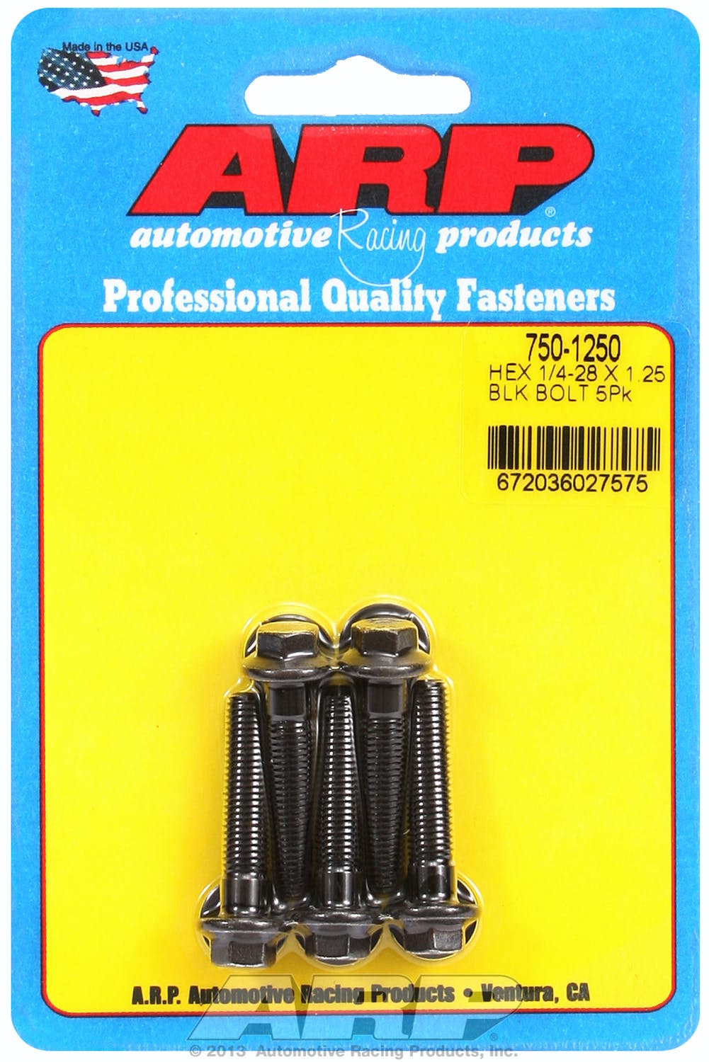 ARP 750-1250 1/4-28 x 1.250 hex black oxide bolts
