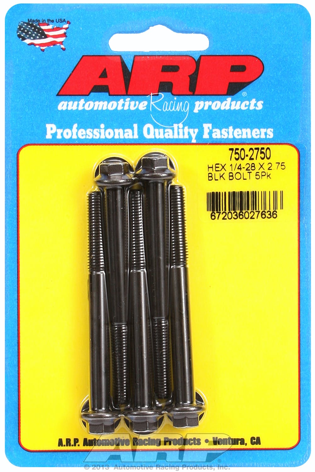 ARP 750-2750 1/4-28 x 2.750 hex black oxide bolts