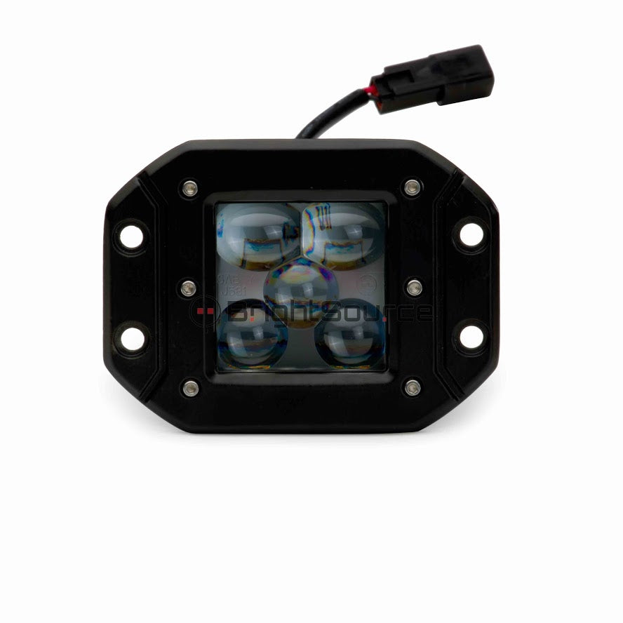 BrightSource 3 inch Cube Light Kit, (Flush Mount), Driving/Spot Pattern, Yellow SAE/DOT Compliant 75004