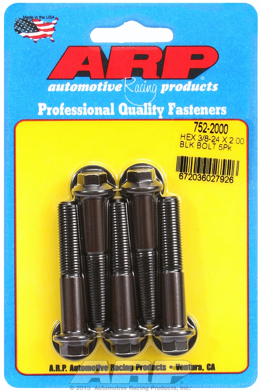 ARP 752-2000 3/8-24 x 2.000 hex black oxide bolts