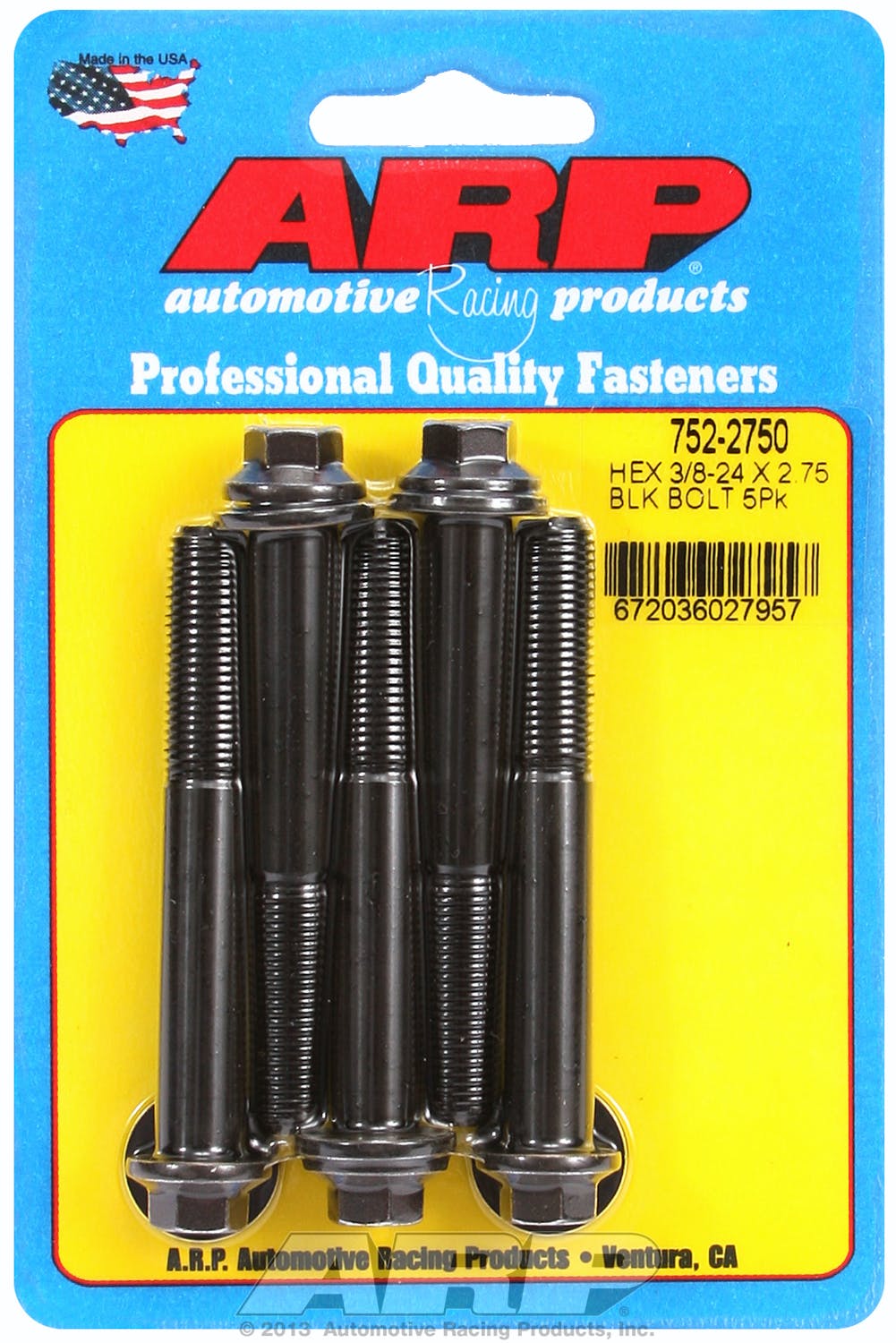 ARP 752-2750 3/8-24 x 2.750 hex black oxide bolts