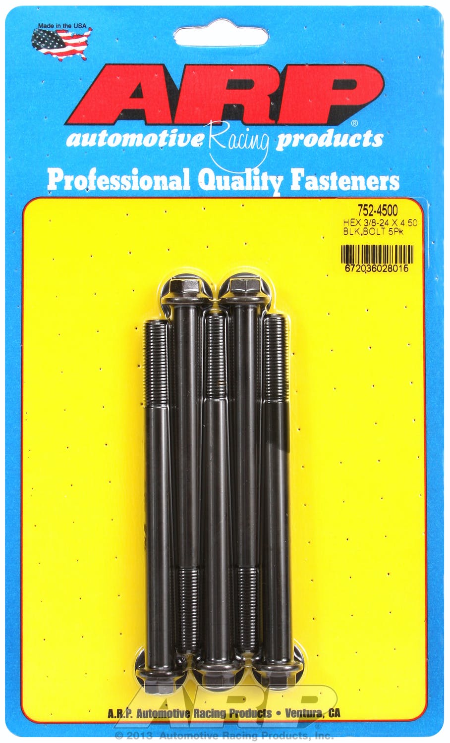 ARP 752-4500 3/8-24 x 4.500 hex black oxide bolts