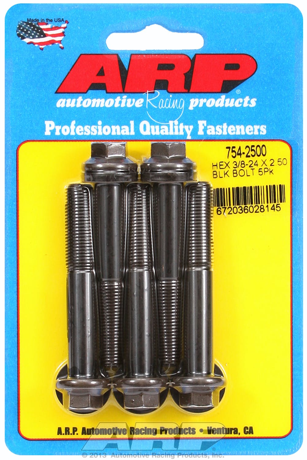 ARP 754-2500 3/8-24 x 2.500 hex 7/16 wrenching black oxide bolts