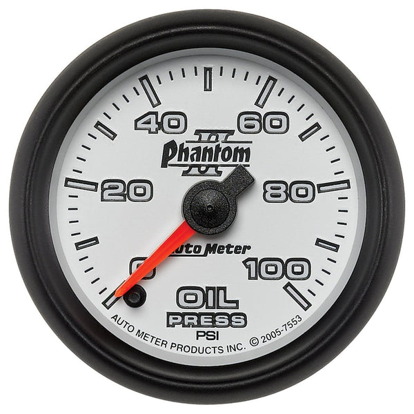 AutoMeter Products 7553 Gauge; Oil Pressure; 2 1/16in.; 100psi; Digital Stepper Motor; Phantom II