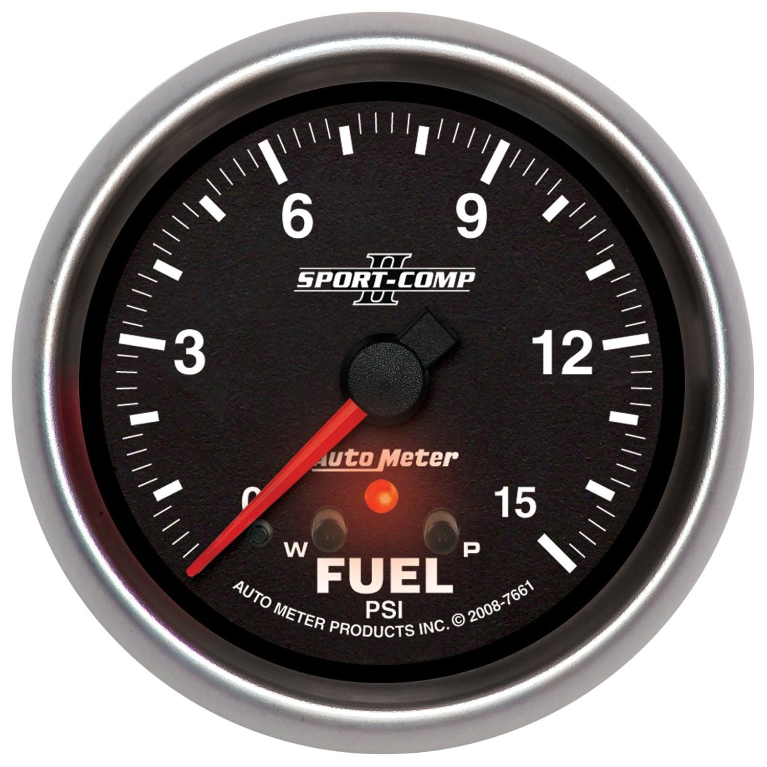 AutoMeter Products 7661 Sport-Comp II Electric Fuel Pressure Gauge 2 5/8 in. 0 - 15 psi w/Peak And