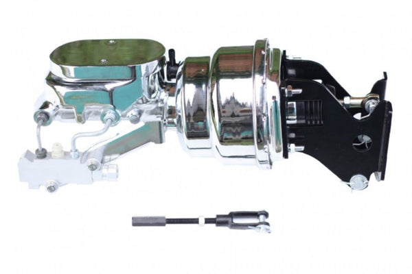 LEED Brakes 776B2 7 in Dual Power Booster , 1-1/8in Bore, side valve, disc/drum (Chrome)