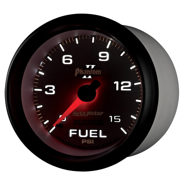 AutoMeter Products 7811 Gauge; Fuel Pressure; 2 5/8in.; 15psi; Mechanical; Phantom II