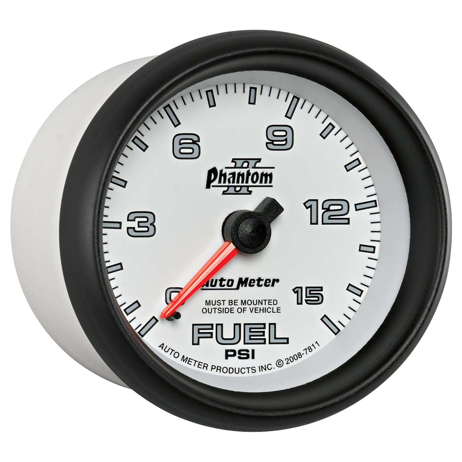 AutoMeter Products 7811 Gauge; Fuel Pressure; 2 5/8in.; 15psi; Mechanical; Phantom II