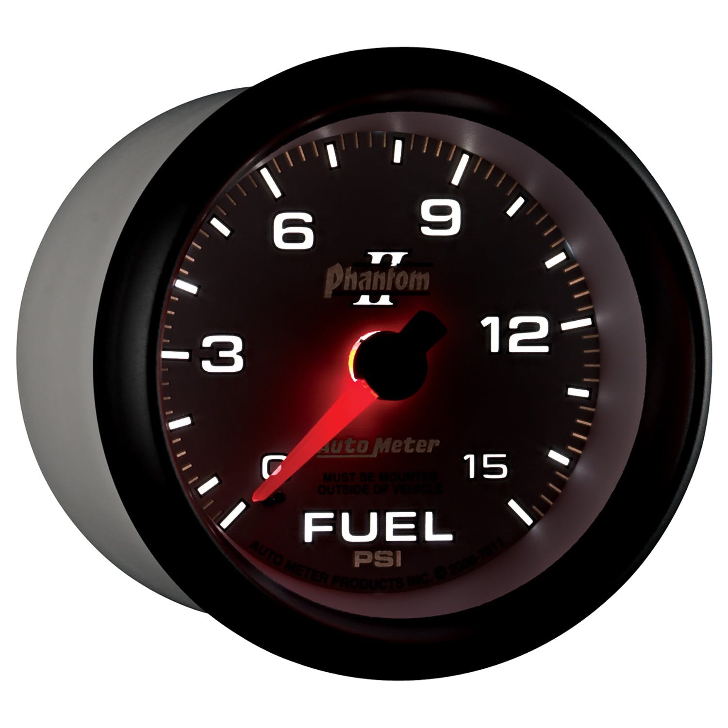 AutoMeter Products 7811 Gauge; Fuel Pressure; 2 5/8in.; 15psi; Mechanical; Phantom II