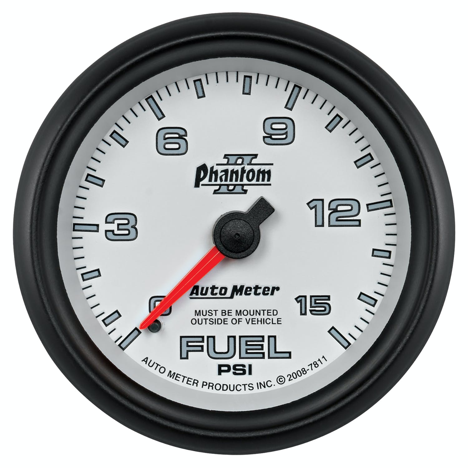 AutoMeter Products 7811 Gauge; Fuel Pressure; 2 5/8in.; 15psi; Mechanical; Phantom II