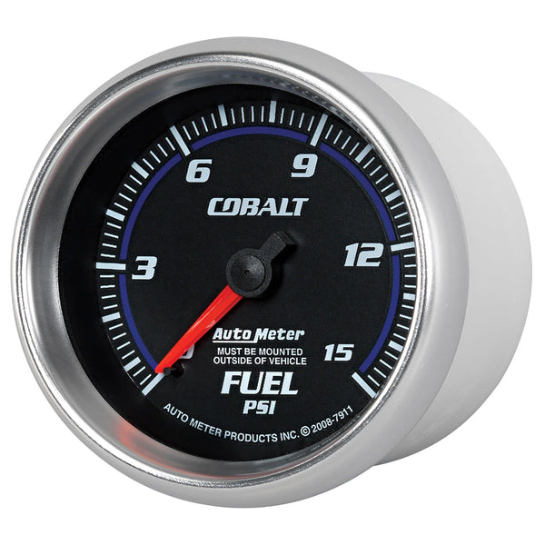 AutoMeter Products 7911 Gauge; Fuel Pressure; 2 5/8in.; 15psi; Mechanical; Cobalt