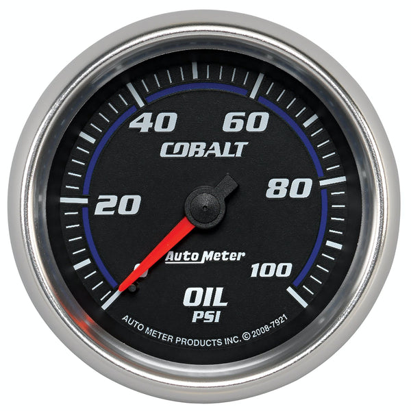 AutoMeter Products 7921 Gauge; Oil Pressure; 2 5/8in.; 100psi; Mechanical; Cobalt