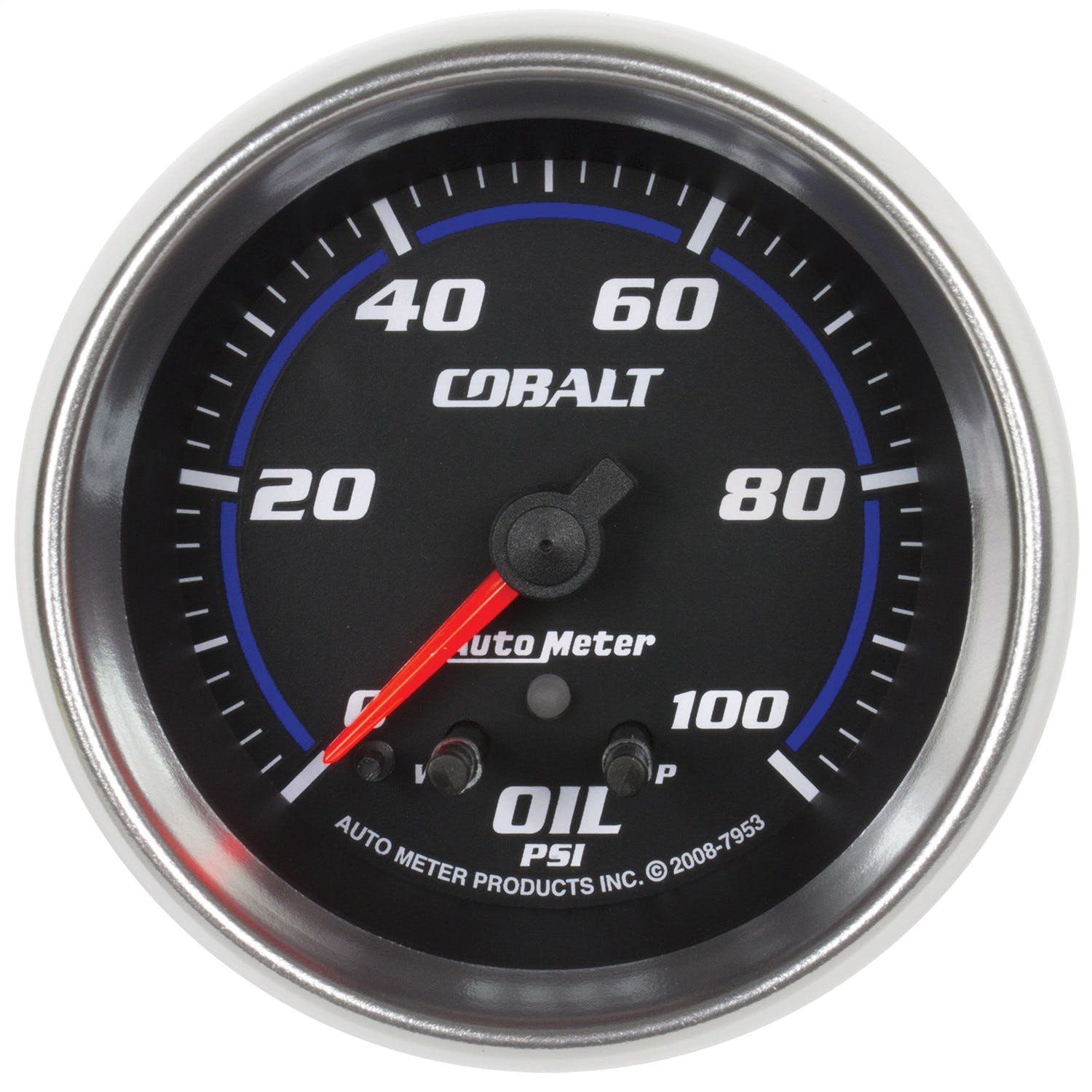 AutoMeter Products 7953 Gauge; Oil Press; 2 5/8in.; 100psi; Stepper Motor w/Peak/Warn; Cobalt