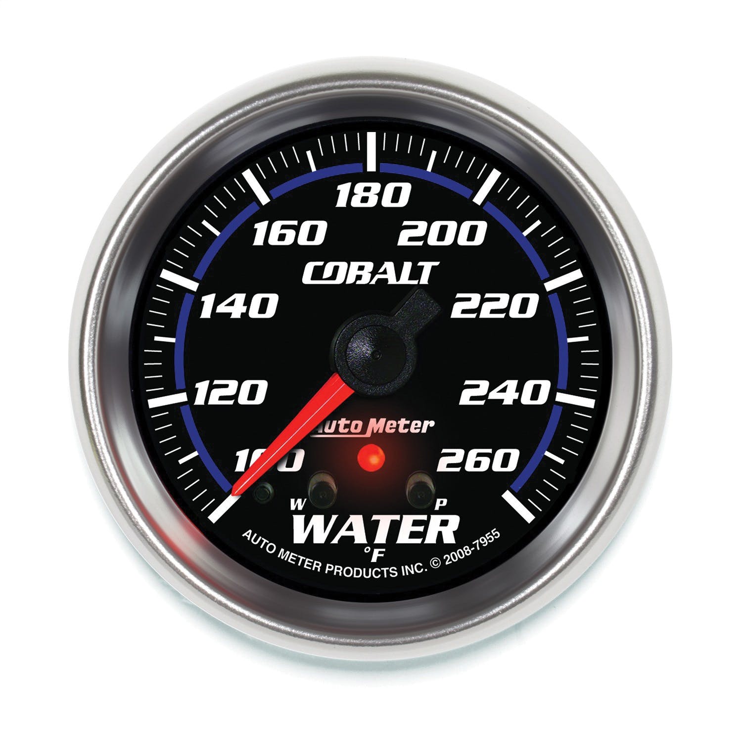 AutoMeter Products 7955 Gauge; Water Temp; 2 5/8in.; 260° F; Stepper Motor w/Peak/Warn; Cobalt