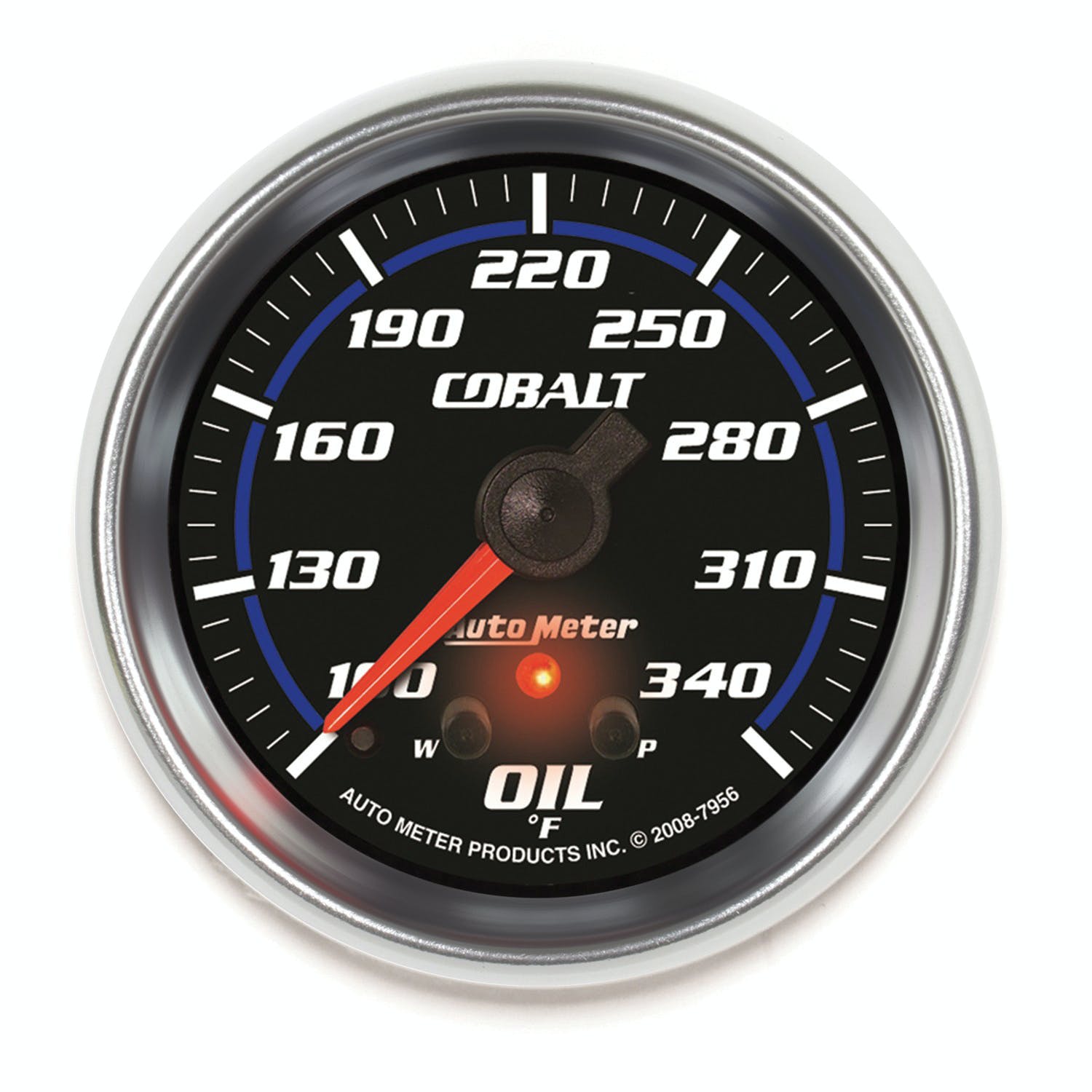 AutoMeter Products 7956 Gauge; Oil Temp; 2 5/8in.; 340° F; Stepper Motor w/Peak/Warn; Cobalt