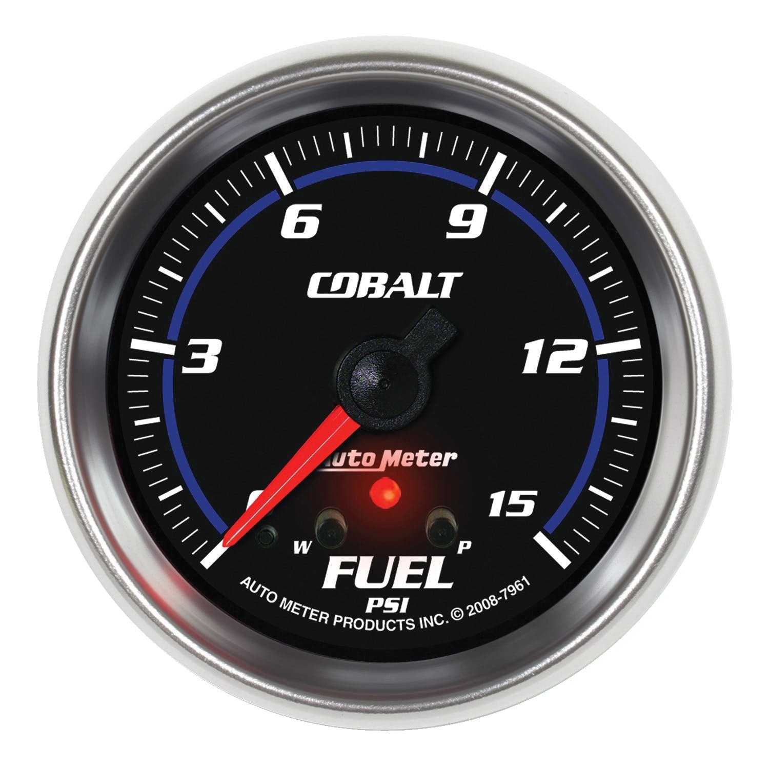 AutoMeter Products 7961 Gauge; Fuel Press; 2 5/8in.; 15psi; Stepper Motor w/Peak/Warn; Cobalt