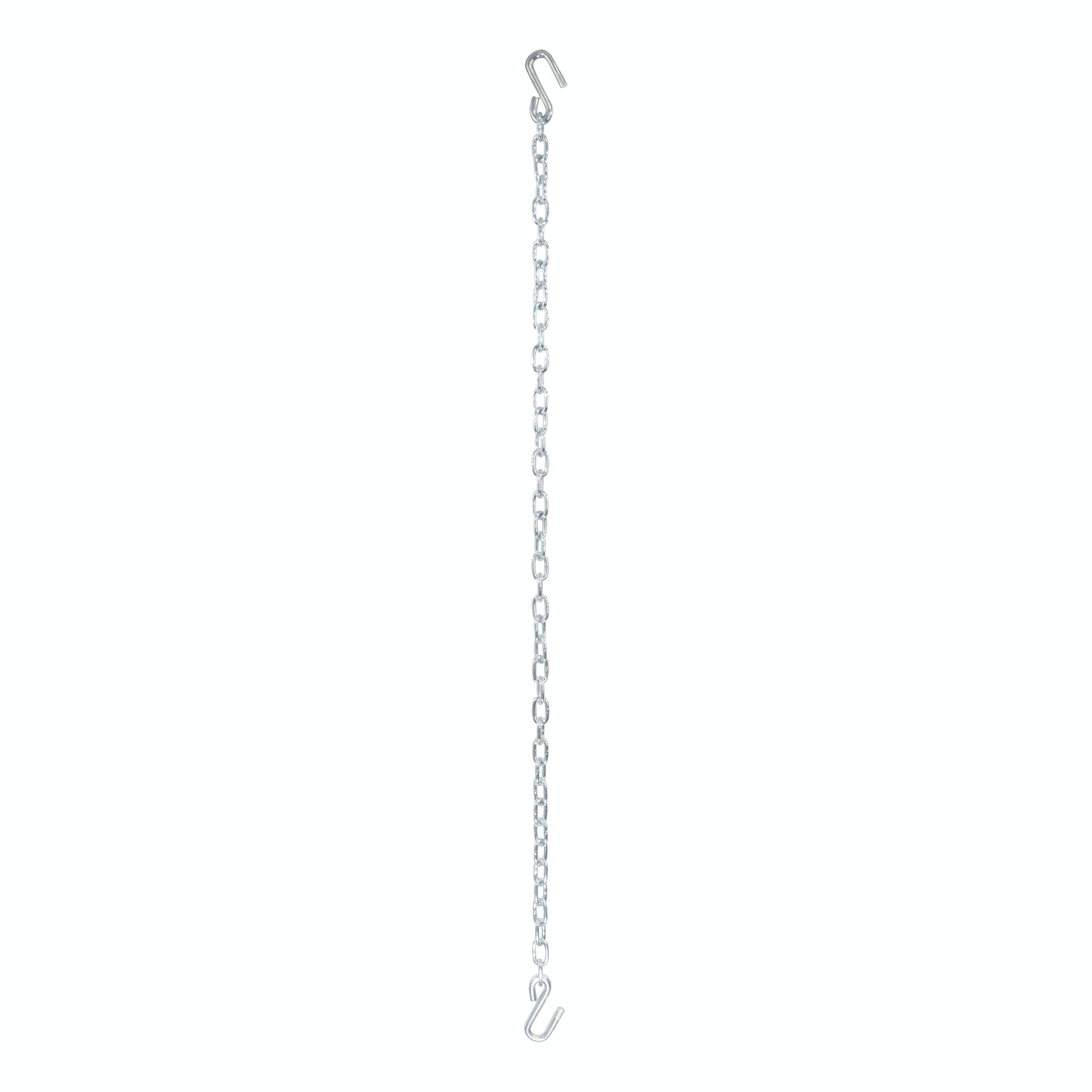 CURT 80010 48 Safety Chain with 2 S-Hooks (2,000 lbs, Clear Zinc)