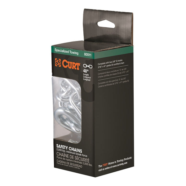 CURT 80300 27 Safety Chain with 1 S-Hook (7,000 lbs, Clear Zinc)