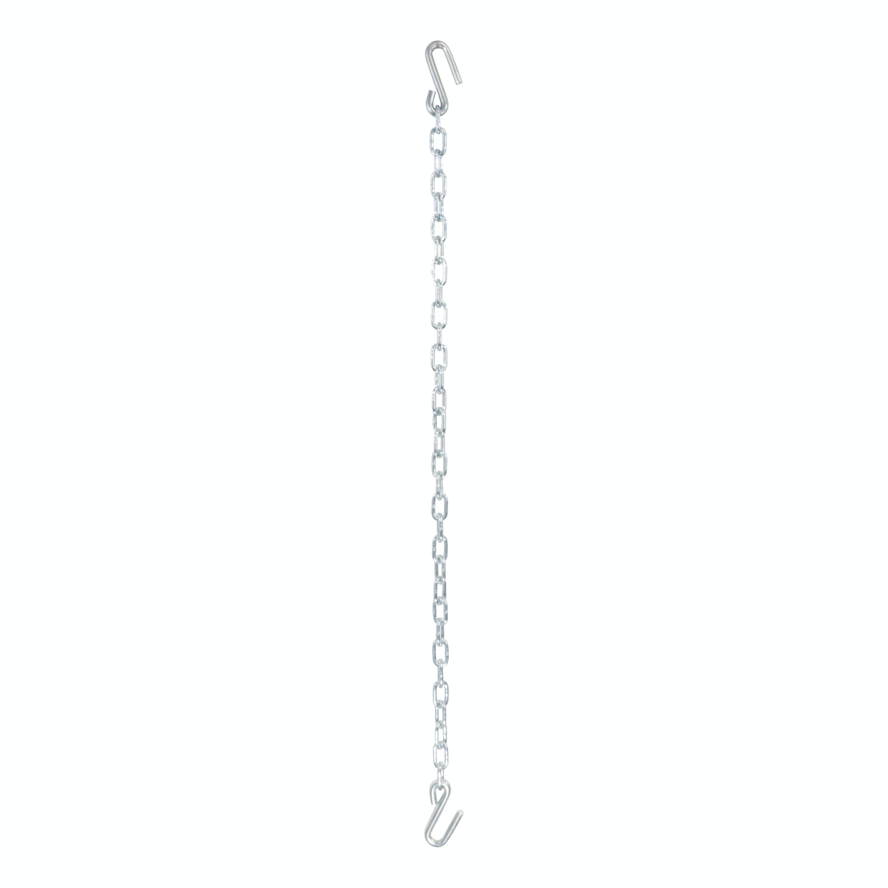 CURT 80031 48 Safety Chain with 2 S-Hooks (5,000 lbs, Clear Zinc, Packaged)