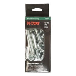 CURT 80031 48 Safety Chain with 2 S-Hooks (5,000 lbs, Clear Zinc, Packaged)
