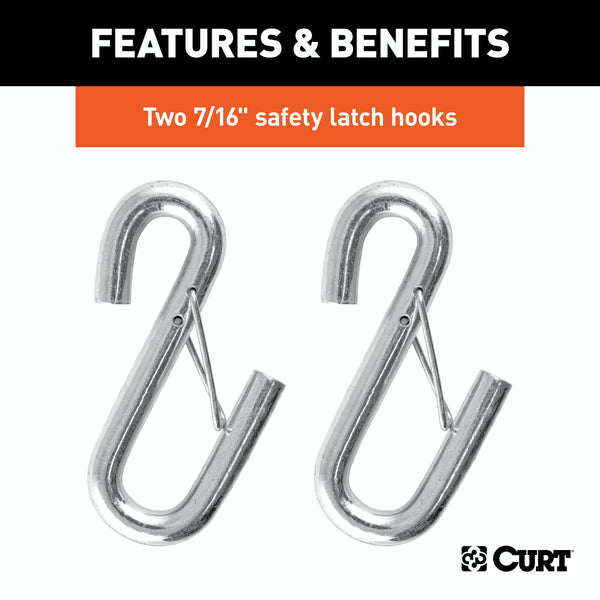 CURT 80151 44-1/2 Safety Cables with 2 Snap Hooks (5,000 lbs, Vinyl-Coated, 2-Pack)