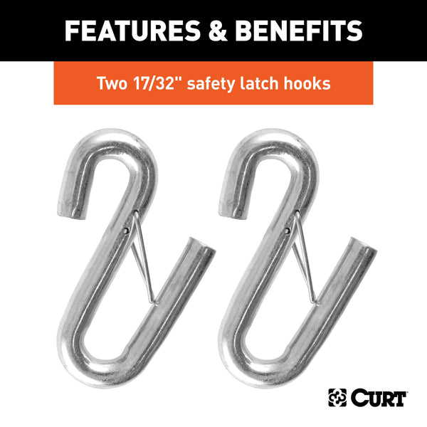 CURT 80176 44 Safety Cables with 2 Snap Hooks (7,500 lbs, Vinyl-Coated, 2-Pack)