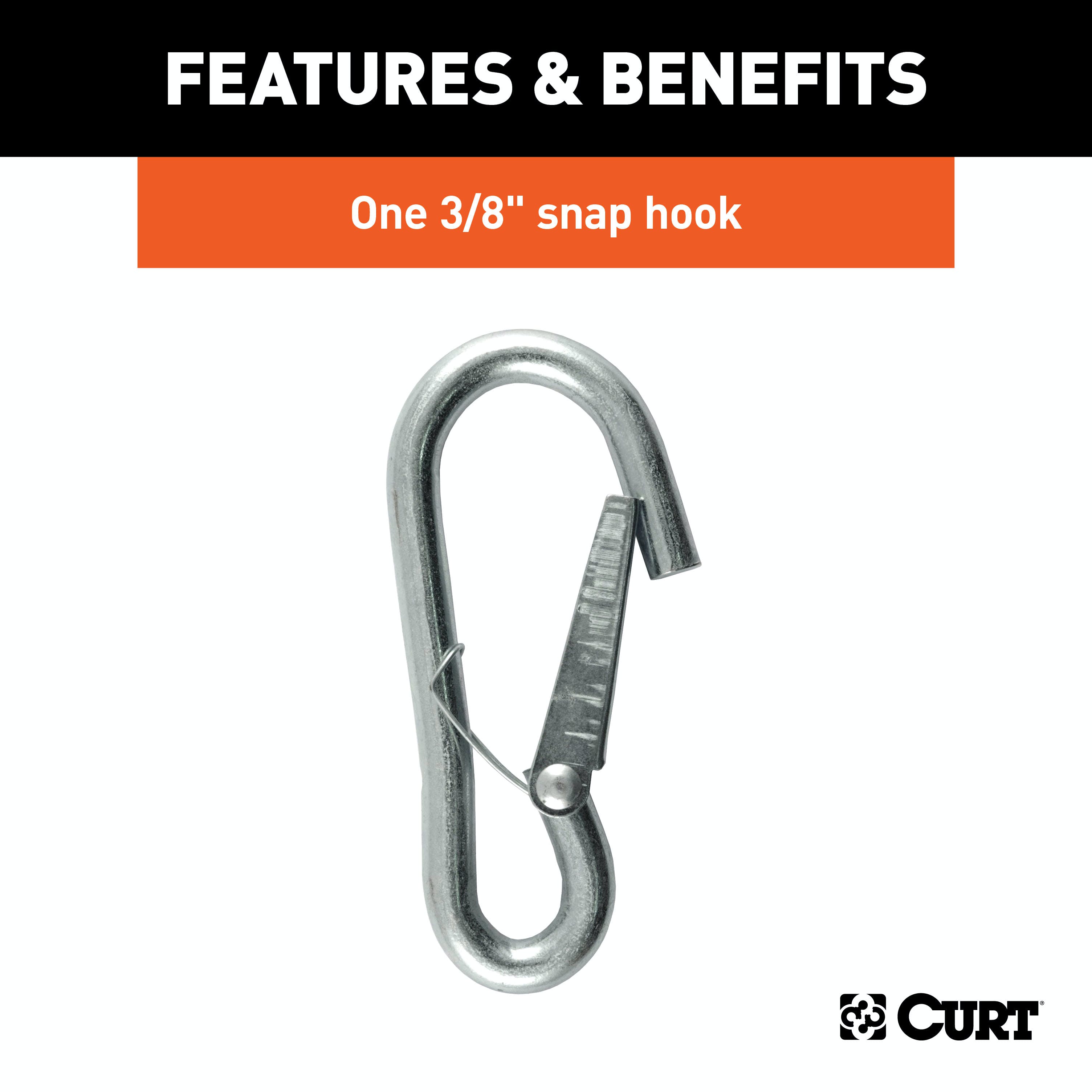 CURT 80312 27 Safety Chain with 1 Snap Hook (2,000 lbs, Clear Zinc)