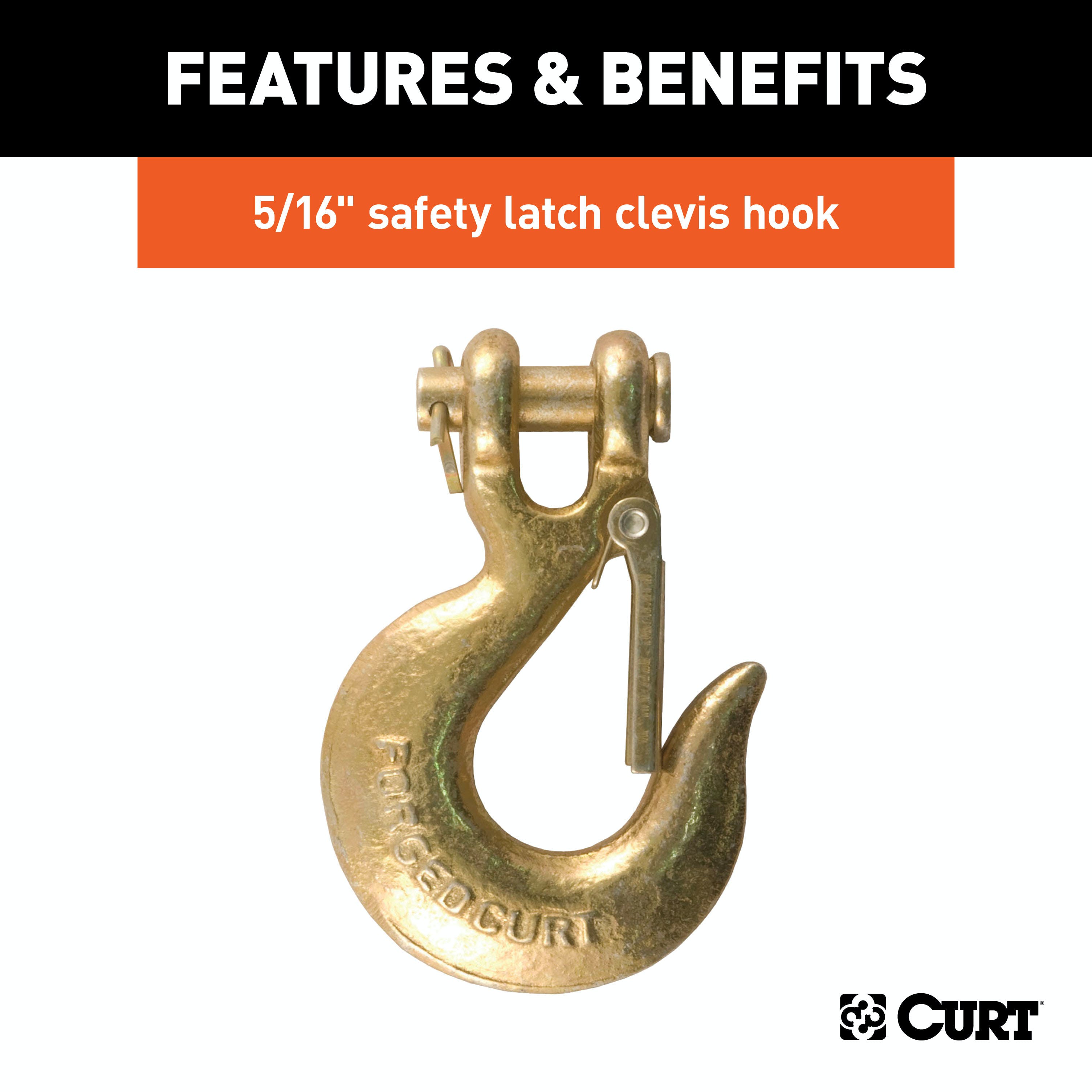 CURT 80314 35 Safety Chain with 1 Clevis Hook (11,700 lbs, Clear Zinc)