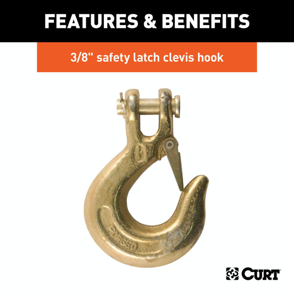 CURT 80315 35 Safety Chain with 1 Clevis Hook (16,200 lbs, Yellow Zinc)