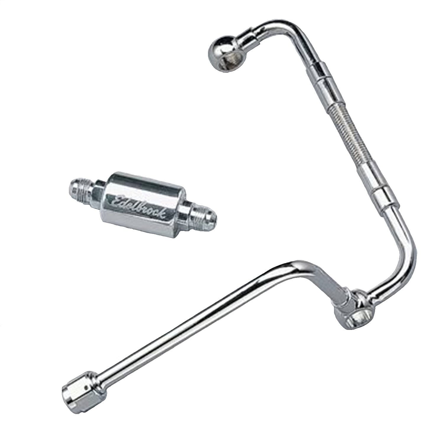 Edelbrock 8128 CHROME DUAL-FEED FUEL LINE KIT WITH POLISHED FILTER