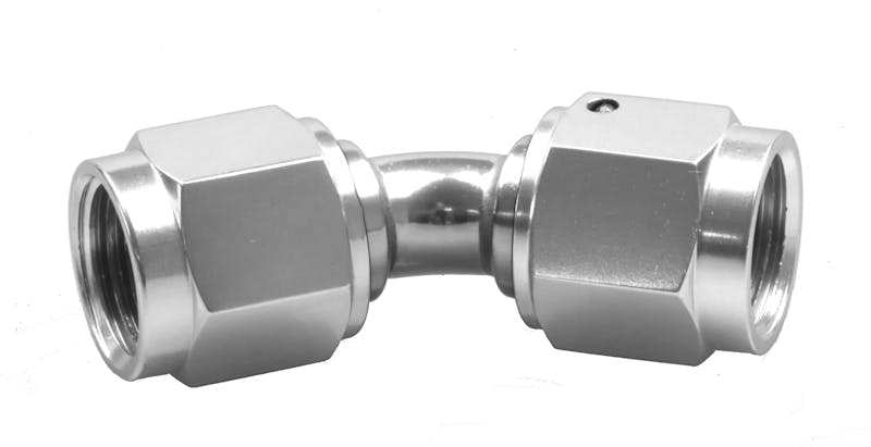 Redhorse Performance 8145-08-5 -08 Female to Female AN/JIC flare swivel coupling -45 deg - clear