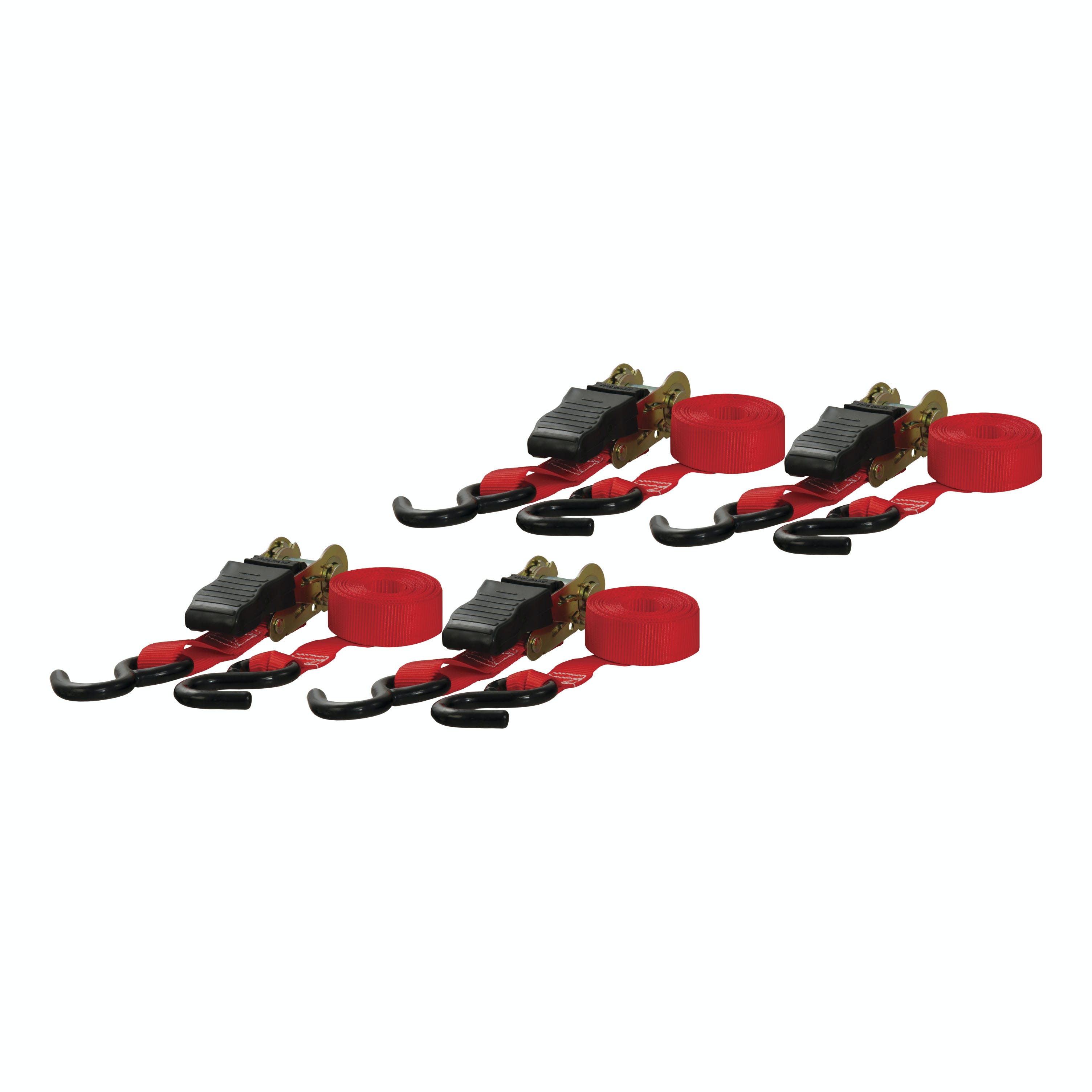 CURT 83002 16' Red Cargo Straps with S-Hooks (500 lbs, 4-Pack)