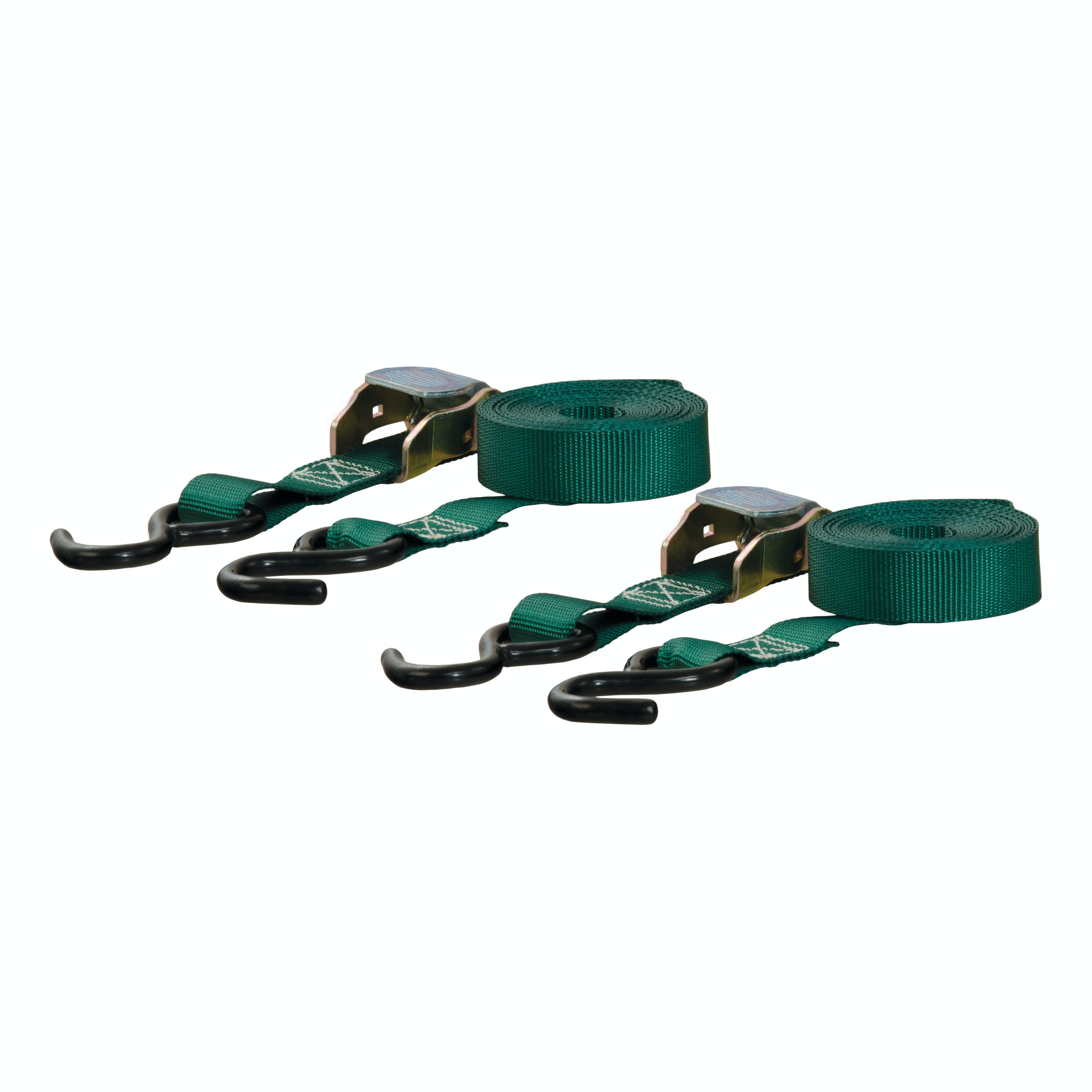 CURT 83015 15' Dark Green Cargo Straps with S-Hooks (300 lbs, 2-Pack)