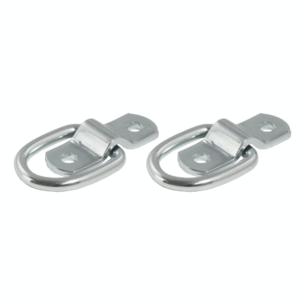 CURT 83731 1 x 1-1/4 Surface-Mounted Tie-Down D-Rings (1,200 lbs, Clear Zinc, 2-Pack)