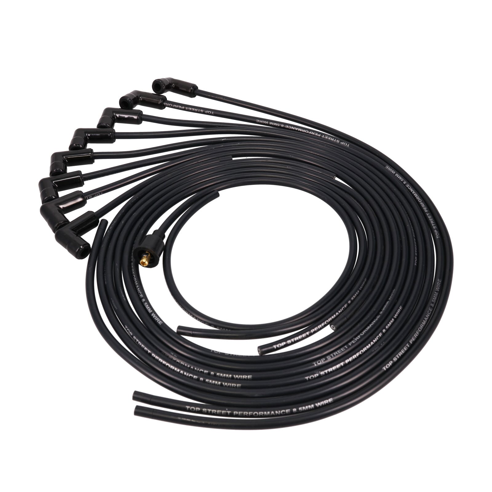 Top Street Performance 85090 Spark Plug Wire Set, Universal Fit 8.5mm with 90 degree Plug Boots, Black