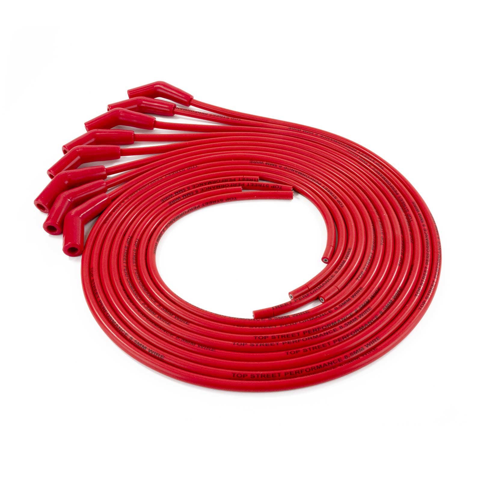 Top Street Performance 85235 Spark Plug Wire Set, Universal Fit 8.5mm with 135 degree Plug Boots, Red